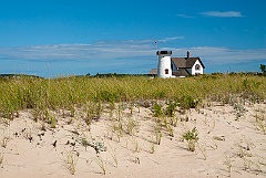 Stage Harbor Lighthouse on Beach Sand in Cape Cod